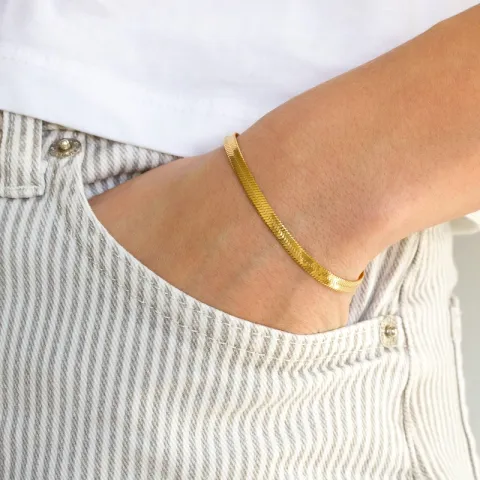 vanntett armbånd i forgylt stål 16 + 5 cm x 4,0 mm  - OCEANA