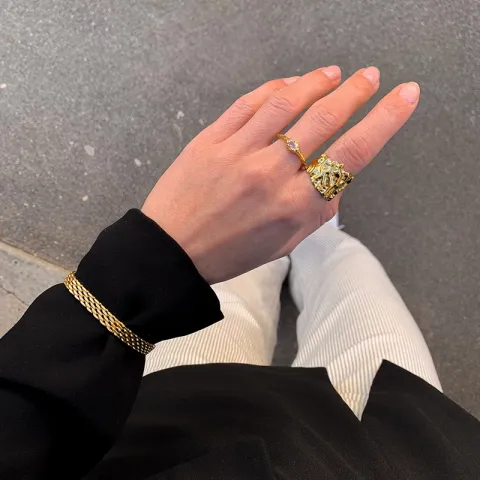vanntett armbånd i forgylt stål 16 cm  + 5 cm x 6 mm  - OCEANA