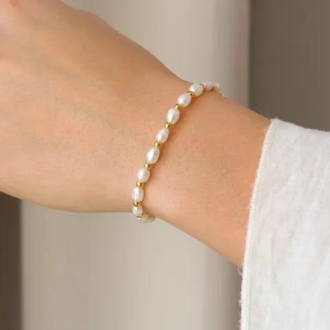 vanntett perle armbånd i forgylt stål - OCEANA