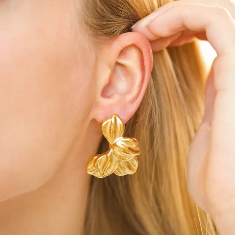 vanntette blomst øredobber i forgylt stål - OCEANA