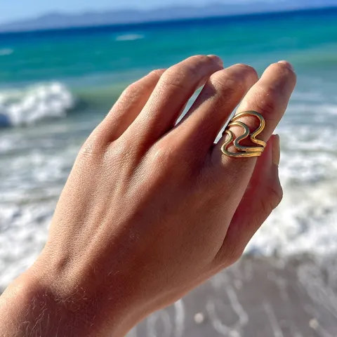 vanntett justerbar ring i forgylt stål - OCEANA