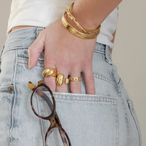 vanntett ring i forgylt stål - OCEANA