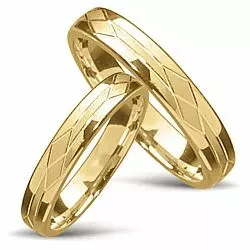 mønster gifteringer i 14 karat gull - par