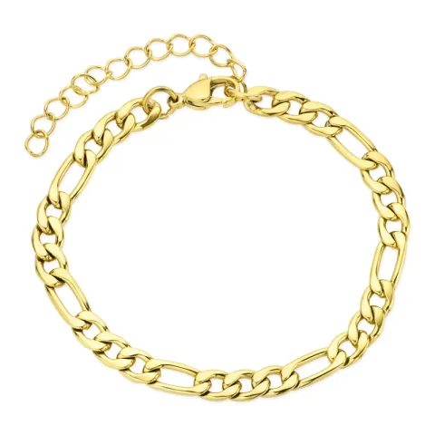 vanntett figaroarmbånd i forgylt stål 16 cm + 5 cm x 5,2 mm  - OCEANA