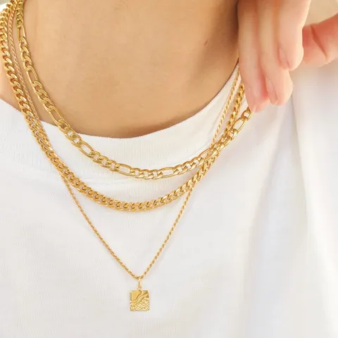 vanntett panserhalskjede i forgylt stål 50 cm x 6 mm  - OCEANA