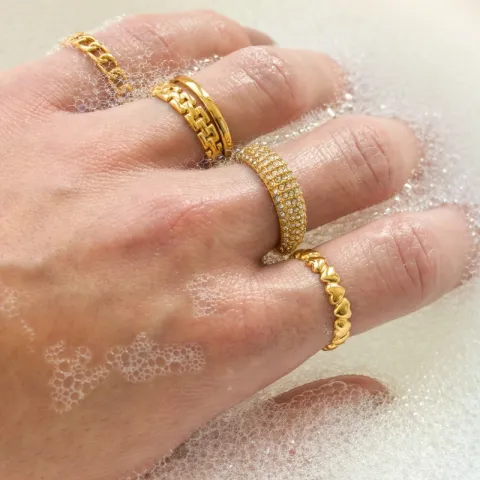 vanntett justerbar ring i forgylt stål - OCEANA