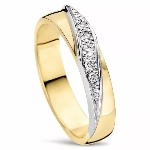 Tofarget giftering i 14 karat gull og hvitt gull 0,08 ct