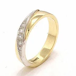 Tofarget giftering i 14 karat gull og hvitt gull 0,08 ct