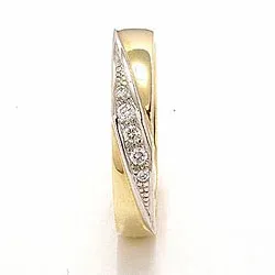 Tofarget giftering i 14 karat gull og hvitt gull 0,08 ct
