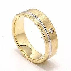 Matt Tofarget briljant giftering i 14 karat gull og hvitt gull 0,025 ct