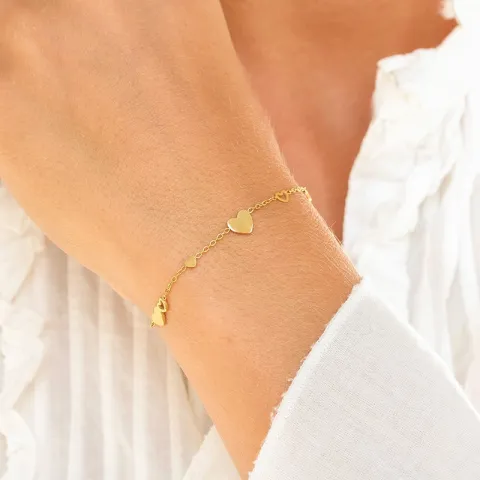 vanntett hjerte armbånd i forgylt stål - OCEANA