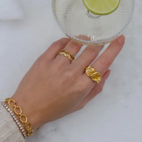 vanntett armbånd i forgylt stål 16 + 5 cm x 9,5 mm  - OCEANA