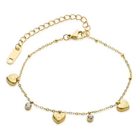 vanntett hjerte armbånd i forgylt stål 17 + 5 cm x 7,4 mm  - OCEANA