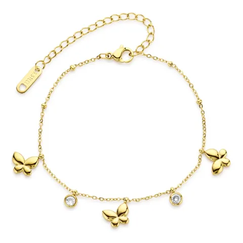 vanntett sommerfugl armbånd i forgylt stål 17 + 5 cm x 8,9 mm  - OCEANA