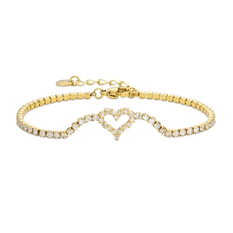 vanntett hjerte zirkon armbånd i forgylt stål 17 + 3 cm x 10,0 mm  - OCEANA