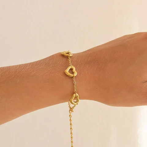 vanntett hjerte armbånd i forgylt stål 16 + 4 cm x 11,0 mm  - OCEANA