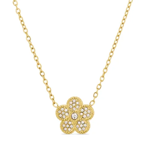 vanntett blomst halskjede i forgylt stål - OCEANA