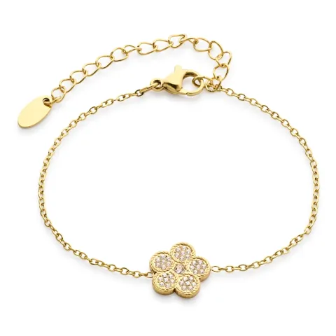 vanntett blomst armbånd i forgylt stål - OCEANA