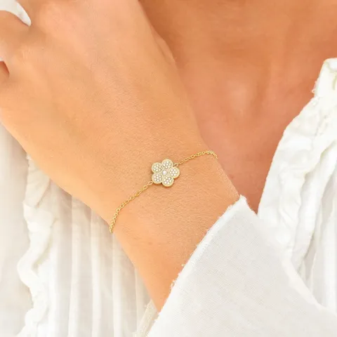 vanntett blomst armbånd i forgylt stål - OCEANA