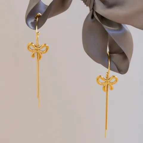 vanntette sløyfe øredobber i forgylt stål - OCEANA