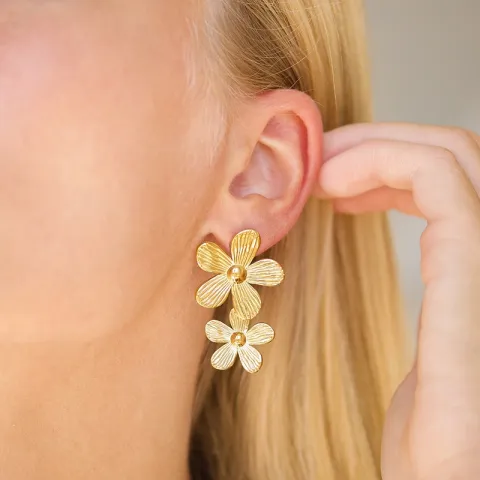 vanntette blomst øredobber i forgylt stål - OCEANA