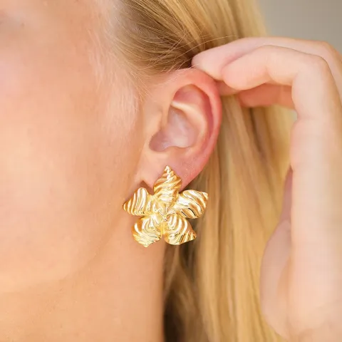 vanntette blomst øredobber i forgylt stål - OCEANA