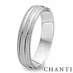 Ru og blank giftering i 14 karat hvitt gull