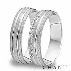 Ru og blank gifteringer i 14 karat hvitt gull 0,096 ct - par