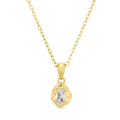 vanntett zirkon halskjede i forgylt stål - OCEANA