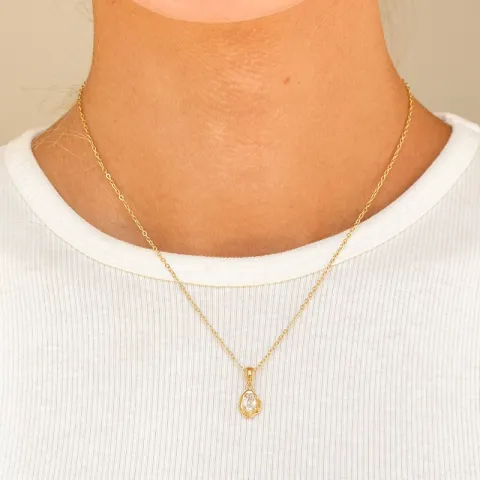 vanntett zirkon halskjede i forgylt stål - OCEANA