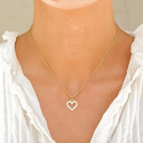 vanntett hjerte halskjede i forgylt stål - OCEANA