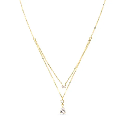 vanntett zirkon halskjede i forgylt stål - OCEANA