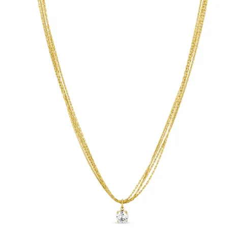 vanntett zirkon halskjede i forgylt stål - OCEANA