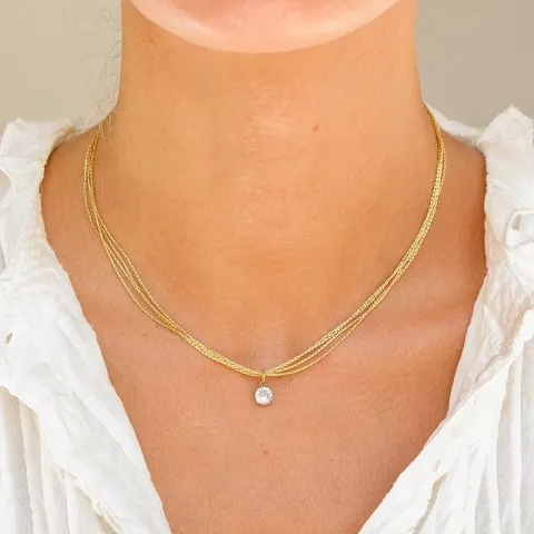 vanntett zirkon halskjede i forgylt stål - OCEANA