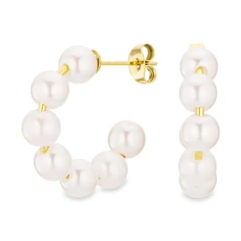 vanntette perle øredobber i forgylt stål - OCEANA