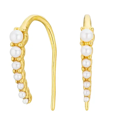 vanntette perle øredobber i forgylt stål - OCEANA