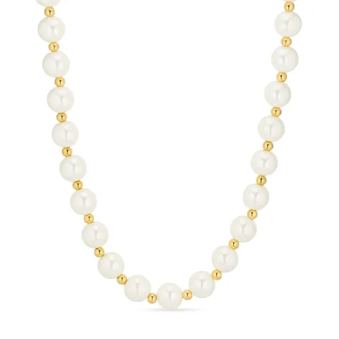 vanntett perle halskjede i forgylt stål - OCEANA