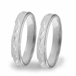mønster gifteringer i 14 karat hvitt gull - par