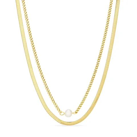 vanntett halskjede i forgylt stål - OCEANA