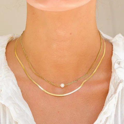 vanntett halskjede i forgylt stål - OCEANA