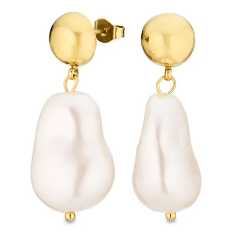 vanntette perle øredobber i forgylt stål - OCEANA