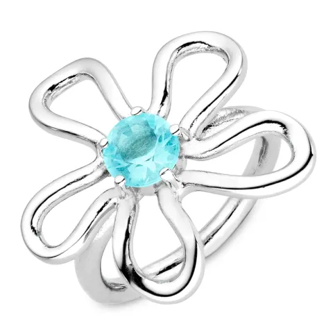 vanntett blomst blå ring i stål - OCEANA