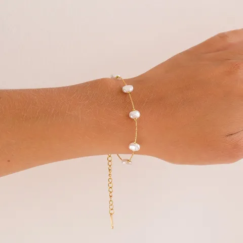vanntett perle armbånd i forgylt stål - OCEANA