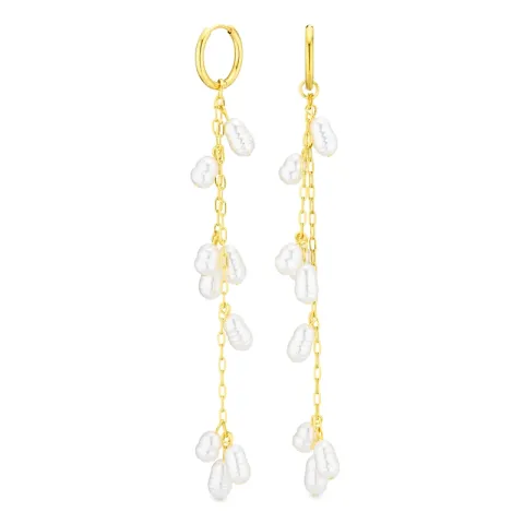 vanntette perle øredobber i forgylt stål - OCEANA