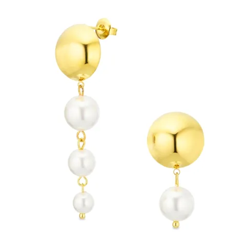 vanntette perle øredobber i forgylt stål - OCEANA