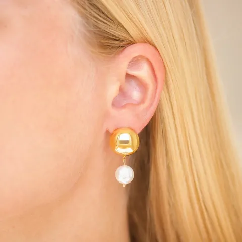 vanntette perle øredobber i forgylt stål - OCEANA