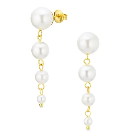 vanntette perle øredobber i forgylt stål - OCEANA