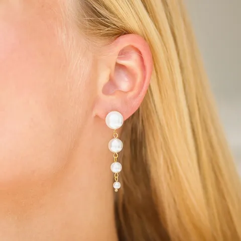 vanntette perle øredobber i forgylt stål - OCEANA