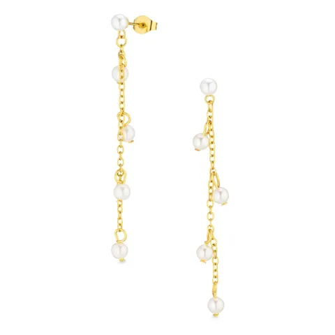 vanntette perle øredobber i forgylt stål - OCEANA