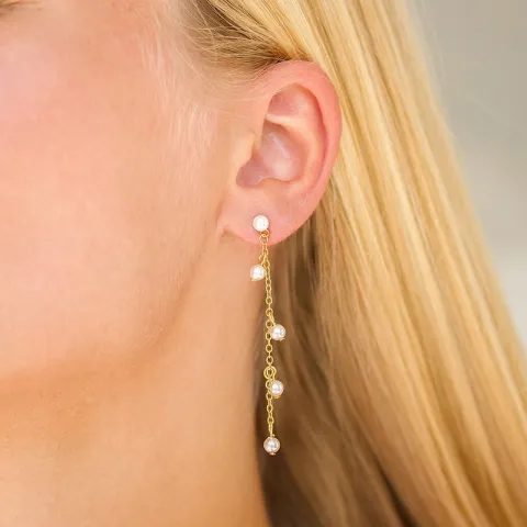 vanntette perle øredobber i forgylt stål - OCEANA